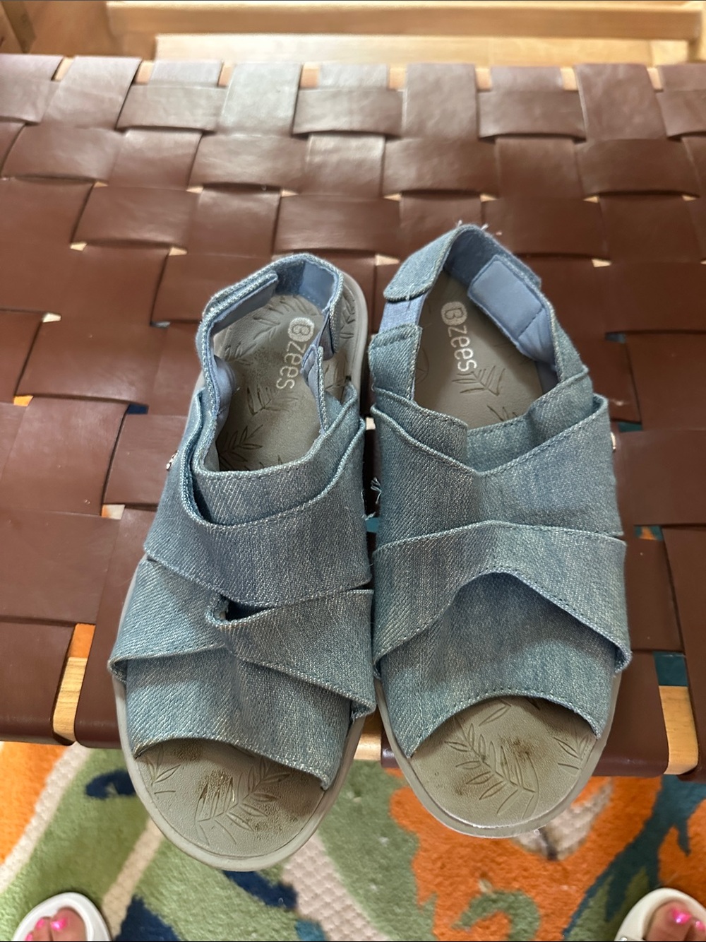 Bzees Denim Blue Crisscross Slingback Sandals